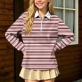 thumbnail image 2 of SERTGUTR Girls Striped Half Zip Shirt, Long Sleeve Turn Down Collar Top, Loose Casual School Uniform Shirt, Everyday Outdoor Daily Shirt, 2 of 9