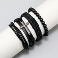 thumbnail image 3 of FaLX Handmade Woven Faux Leather Bracelets, Set of 4 with Adjustable Beads Elastic Rope - Ideal for DIY Jewelry Accessories for Men, 3 of 8