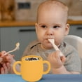 thumbnail image 3 of Vaso de silicona con forma de pico de pato y vaso de entrenamiento Hukapapa, boca suave y asa de fácil agarre, adecuado para bebés mayores de 6 meses amarillo, 3 of 5