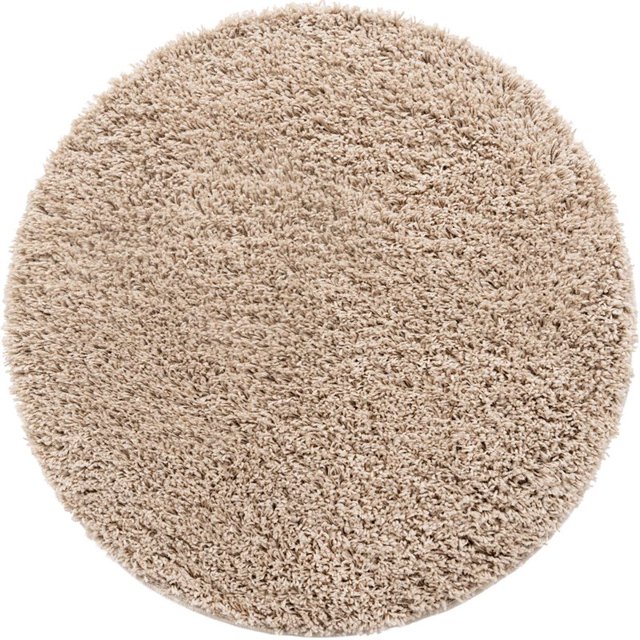Unique Loom Everyday Shag Plush Area Rug 3' 3 x 3' 3 Round in Taupe