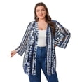 thumbnail image 3 of Chama Plus Size 3/4 Sleeve Kimono Cardigans for Women Summer Open-Front Chiffon Beach Cover Up, 3 of 8