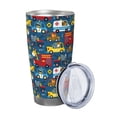 thumbnail image 2 of Fotbe Vehicles Cartoon with Funny Drivers,Animal Drivers Pattern 20 oz Tumbler Stainless Steel Vacuum Insulated Coffee Ice Cup Double Wall Travel Flask Leak-proof Coffee Cup-Straw Three-piece Set, 2 of 8