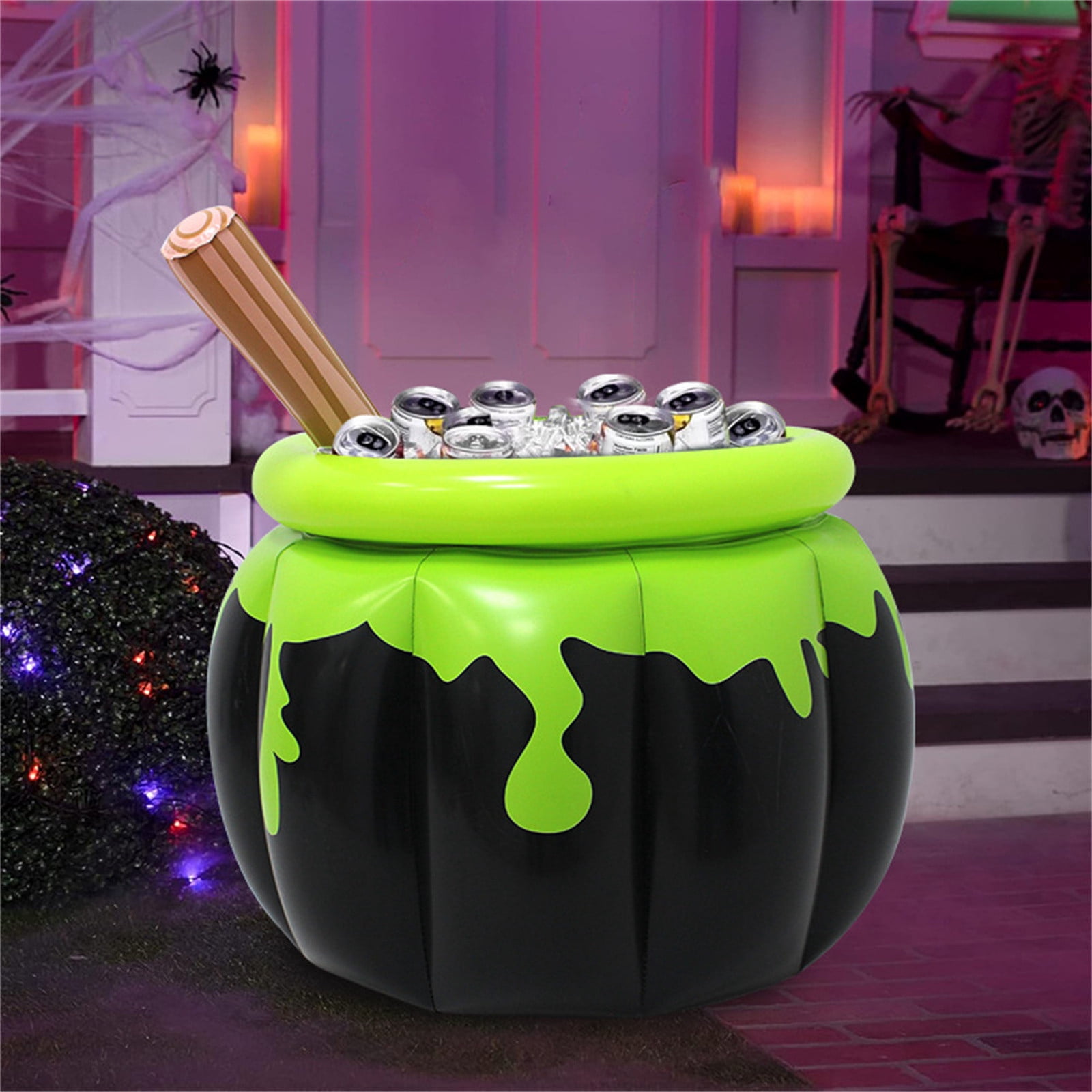 NWOKYZGH Giant Black Inflatable Cauldron Kettle Halloween Cooler, Large Drink Holder for Parties