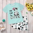 thumbnail image 2 of Toddler Girls Summer 2Pcs Outfits Set Cute Cow Print T-Shirt & Allover Cow Shorts Kids Outfit 3T 4T 5T 6T 7T, 2 of 4