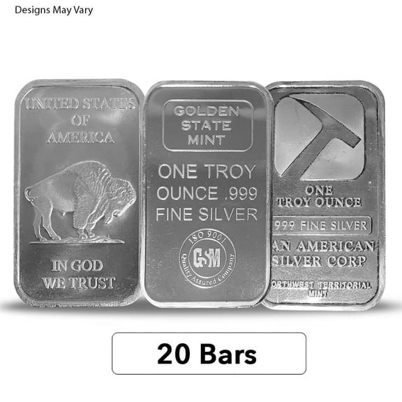Lot of 20 - 1 oz Generic Silver Bar .999 Fine