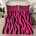 thumbnail image 2 of Homewish Geometric Stripes Twin Sheet Sets,Abstract Zebra Print Twin Fitted Sheet,Pink Black 03 For Girls Kids,Luxury Bedroom Decor,3-Piece, 2 of 7
