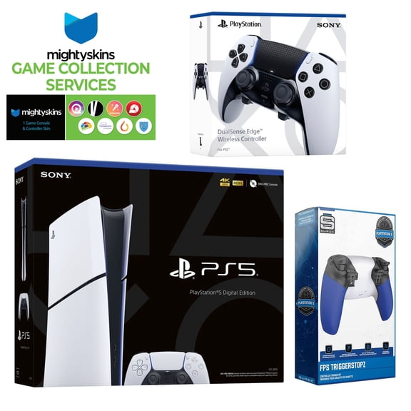 Sony PlayStation 5 Slim Digital with Extra Edge Controller, Trigger Stop Kit and MightySkins Game Pack Code