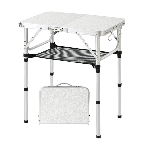 Yhuhwy Folding Camping Table, 2ft Small Portable Lightweight Aluminum Picnic Table with 3 Adjustable Heights for Indoor Outdoor Camp BBQ Beach