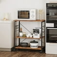 thumbnail image 3 of CubiCubi Kitchen Cart with 3 Tier Storage, Baker Rack with Wheels and 10 Hooks, Rolling Microwave Stand and Cabinet, Rustic Brown, 3 of 7