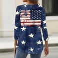 thumbnail image 6 of 4th of July Shirts for Women Plus Size 3/4 Sleeve Tshirts Casual American Flag Print Pullover Independence Day Patriotic Tops USA 250th Anniversary Celebration Party V Neck Blouses White L, 6 of 6