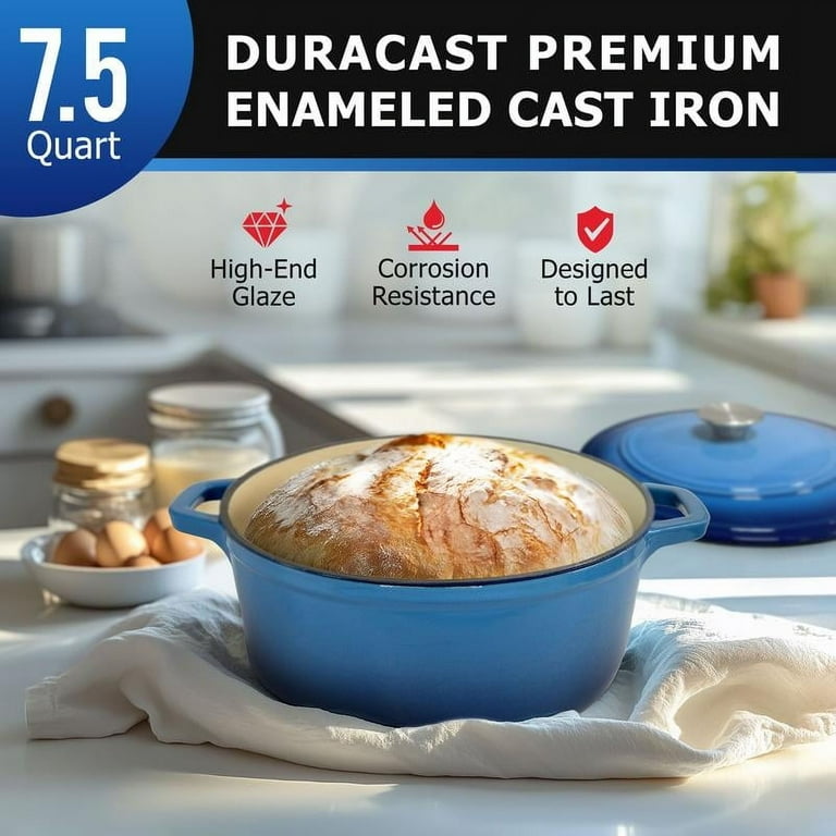 Enameled Cast Iron Dutch Oven Pot with Lid, or QT