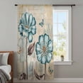 thumbnail image 3 of Blue Tulip Semi Sheer Curtains Drapes for Living Room,Bedroom,French Doors Window 54 Inches Long,Retro Flowers Leaves Butterfly Plants Khaki Rod Pocket Chiffon Curtain Drapery Voile Draperies Panel, 3 of 8
