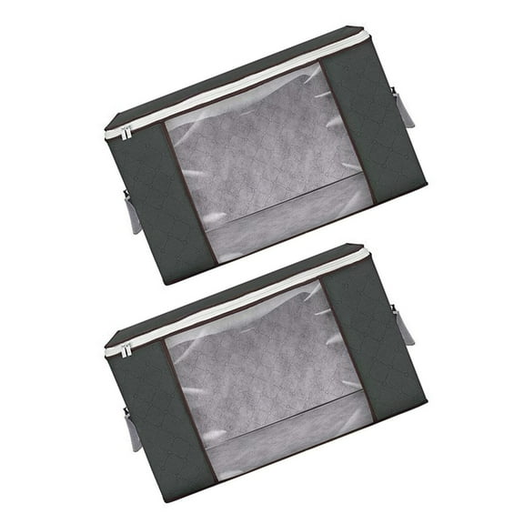 under Bed Storage Bag 2 Pcs Garment Organizer Clothes Bins Quilt Closet Lightweight Zip Lock Toy Non-woven Fabric