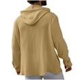 thumbnail image 5 of Wovilon Summer Casual Relaxed Fit Hooded Button Down Shirt for Men, Lightweight Textured Long Sleeve Top with Drawstring Hood, Versatile Vacation Outdoor Outfit, 5 of 8