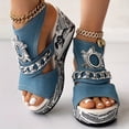 thumbnail image 6 of EHQJNJ Female Sandals Women Heels Wide Large Size Wedge Heel Denim Round Head Fish Mouth Sandals Comfortable Versatile Rhinestone High Heels Women's Sandals Dressy Womens Sandals Dressy Wide Width, 6 of 7