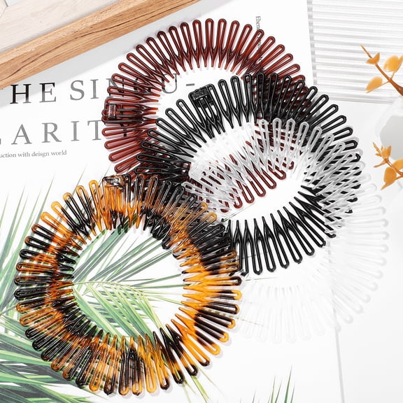 UPOUART 10Pcs Stretch Comb Hairbands Flexible Plastic Circle Comb Headband for Easy Hair Styling Assorted Colors