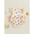 thumbnail image 5 of BemeyourBBs Newborn Baby Girls Summer Clothes Farm Rooster Outfit Chicken Bubble Romper Plaid Chick Print Flying Sleeve Crew Neck Bow Smocked Bodysuit With Bow, 5 of 9