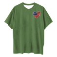 thumbnail image 3 of Camiseta de Cuello Redondo Impresa Delantera Y Trasera Del Día de la Independencia de las Mujeres, Tops Cortos Casuales para las Mujeres, 3 of 5