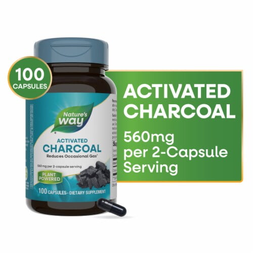 Nature's Way Activated Charcoal Mess Free Capsules 560 mg Per 2 Capsule Serving 100 ct Packaging May Vary