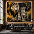 thumbnail image 6 of Lion Trio on Golden Arch Background, Dramatic Digital Art for Wildlife Enthusiasts, Regal Animal Wall Decor, Birthday Gift Tapestry Wall Hanging for Bedroom and Living Room, 6 of 7