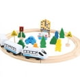 thumbnail image 1 of Juguetes de madera, juego de juguetes de tren 26 piezas, 1 of 3
