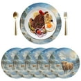 thumbnail image 5 of Ryvnso Highland Cattle Christmas Round Plate Mats Dining Table Placemat Set of 4 for Holiday Decoration, 5 of 7