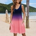 thumbnail image 6 of Cagogo Casual Loose Sleeveless Homecoming Dresses for Womens Summer V Neck Pockets Gradient Color Flowy Cover Ups Midi Swing Tank Tshirt Sun Dresses Going Out White Work Dresses, 6 of 6