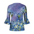thumbnail image 5 of Womens Tops Ladies Top Floral Print V-Neck Short Sleeve Button T-Shirt Beige L, 5 of 5