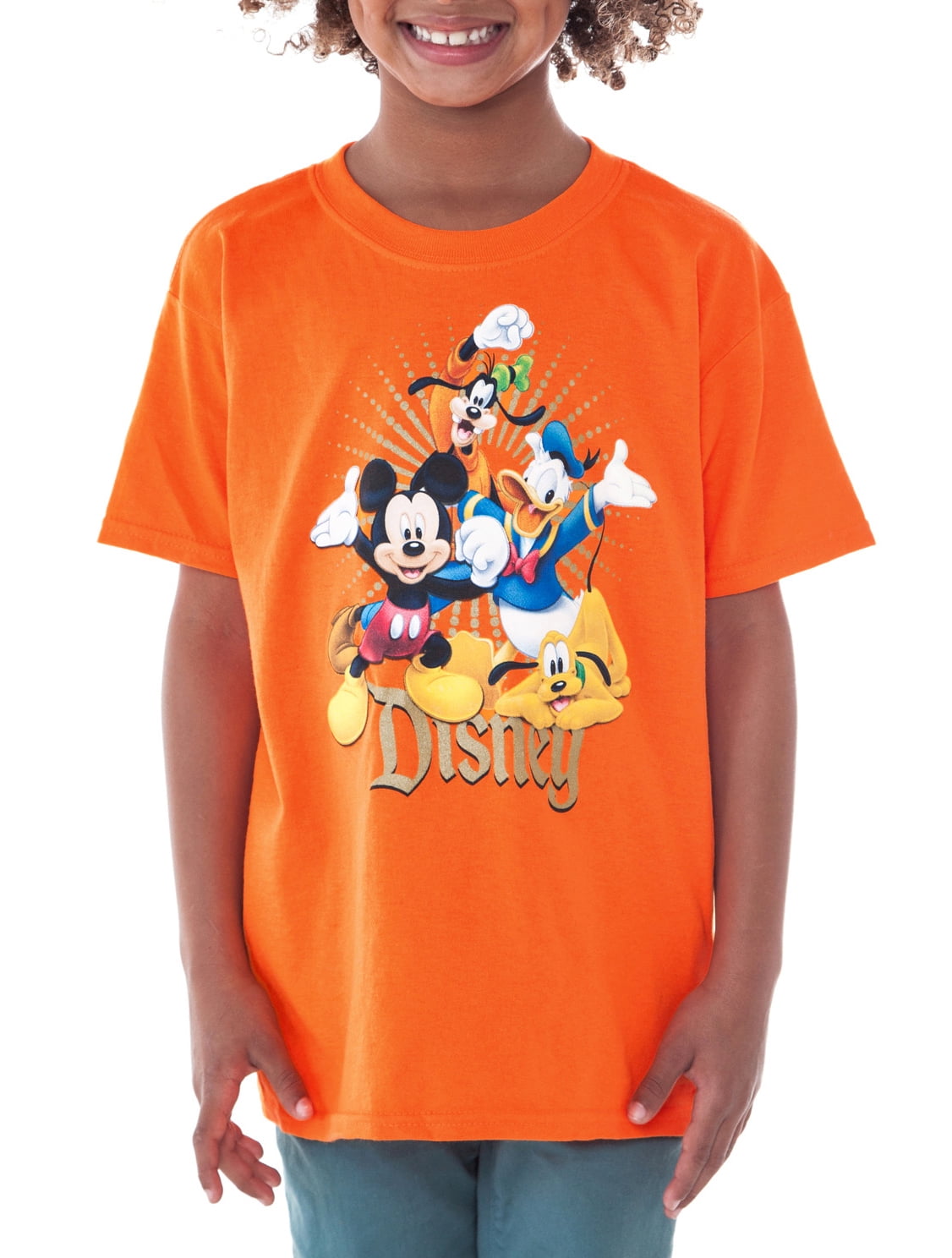 orange mickey mouse shirt