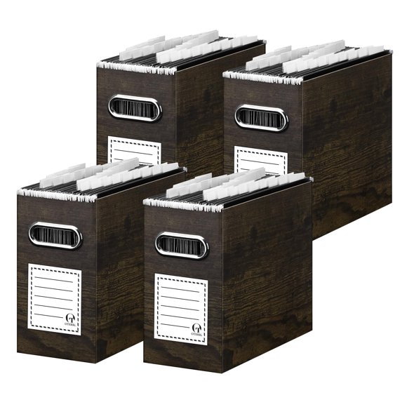 Organizador de archivos Oterri, tamaño carta, grano de madera marrón, paquete de 4