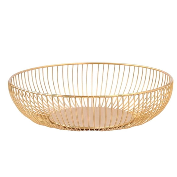 Injueey Cesta de frutas de metal ligera y portátil para el frutero de cesta de alambre de metal de frutas vegetales On Go Cocina y Comedor oro