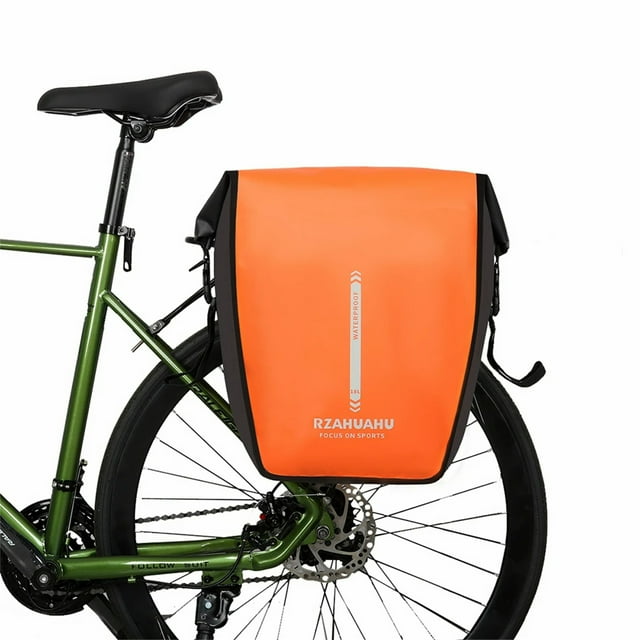 Bicycle Rear Side Bag Fully Waterproof PVC Bicycle Rear Rack Tail Seat Trunk Pannier 18L Reflective Cycling Bag