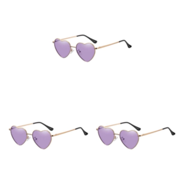 Gafas de sol Sonducket en forma de corazón montura de metal dorado lentes Tac protección solar púrpura Type1 NO1