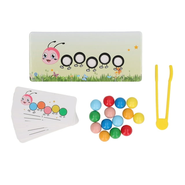 XYCCA Caterpillar Clip Beads Toy Wooden Worm Caterpillar Pattern Clip Beads Toy for Children Color Sorting Matching Game-081901
