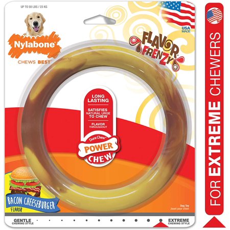 UPC: 0018214850007 | Nylabone Long Lasting Flavor Frenzy Dog Chew Toy Ring Bacon Cheeseburger Flavor