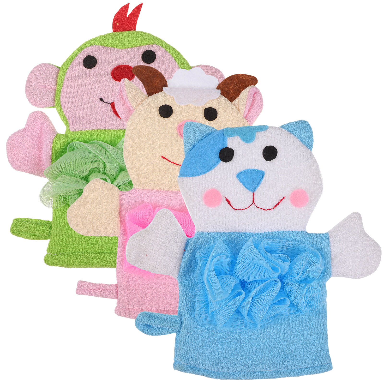 3pcs Baby Bath Mitten Infant Bath Mitten Cute Pattern Bath Gloves Kids