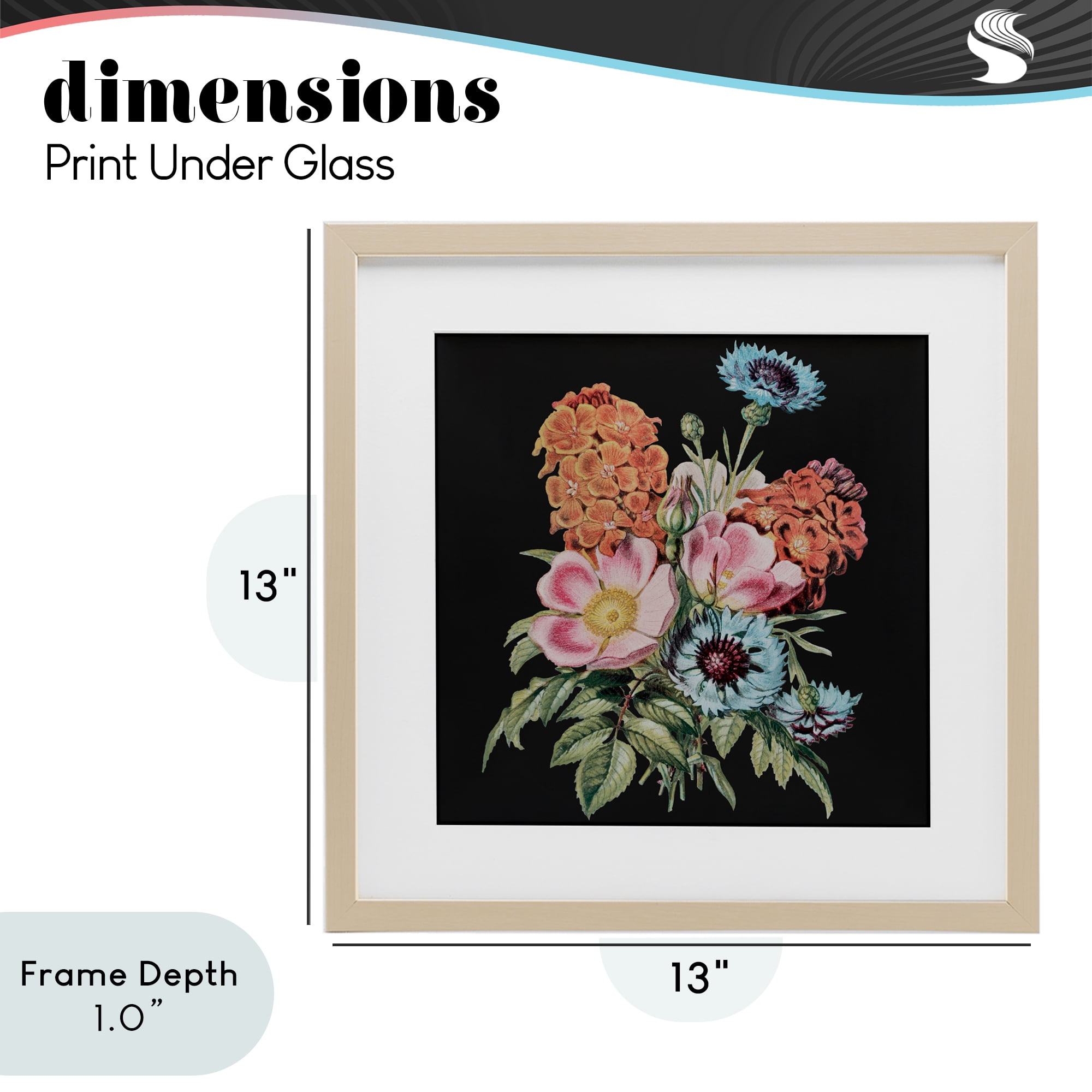 Stupell Industries Vintage Bouquet Study over Black Birch Framed Print Under Glass, design by Dan Meneely
