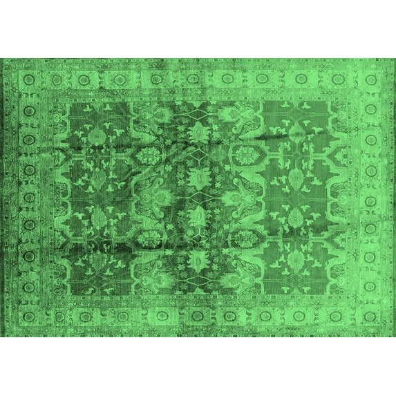 Ahgly Company Indoor Rectangle Oriental Emerald Green Industrial Area Rugs, 4' x 6'