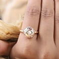 thumbnail image 2 of Morganite & Garnet Engagement Ring, Art Deco Diamond Promise Ring Statement Ring For Her Yellow Gold Handmade Jewelry Birthday Gift For Wife, 2 of 2