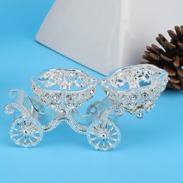 Rhinestone Decorated Pumpkin Carriage Jewelry Box Metal Crafts Ft Tabletop Decoration