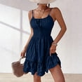 thumbnail image 2 of Busydd Summer Dresses for Women Fashion Ruched Spaghetti Straps Sun Dresses Women Solid Color Sleeveless Square Neck Mini Dress L, 2 of 6