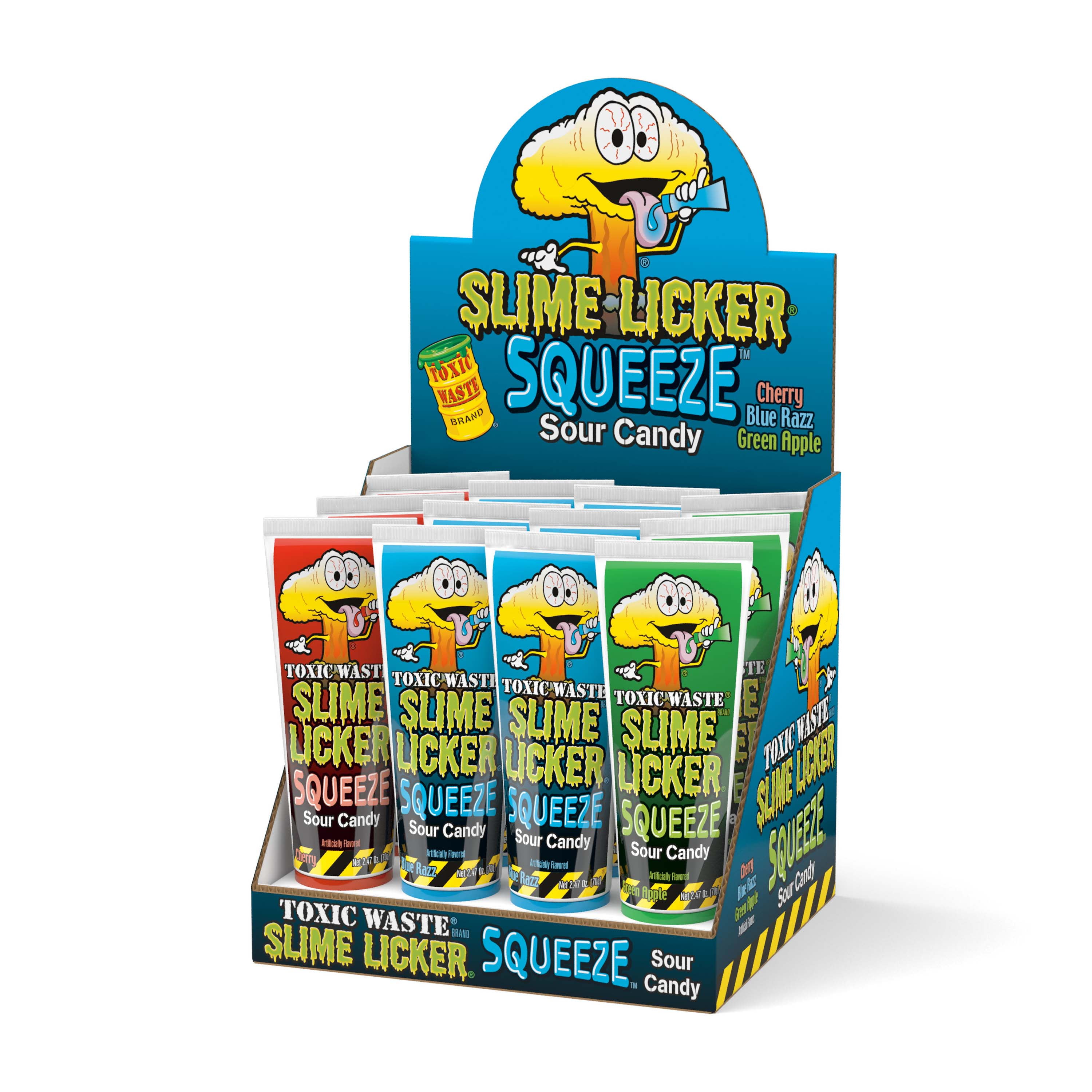 (4 pack) Toxic Waste Slime Licker Squeeze, Sour Candy, 2.47 oz. Tube, Contains No Known Allergens