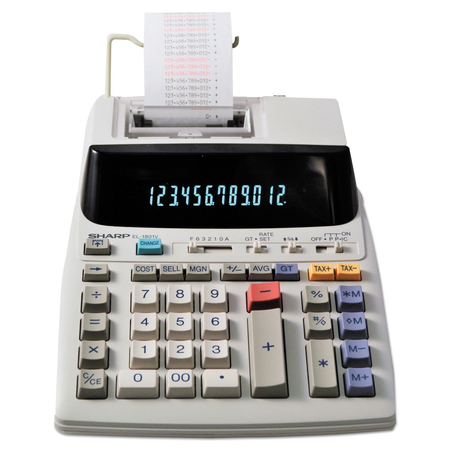 Sharp El 1801v Two color Printing Calculator Black red Print 2 1