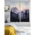 thumbnail image 3 of Sheer Curtains 72 Inches Long 2 Panels, Forest Mountain Sunrise Watercolor Rod Pocket Curtain Voile Draperies, Abstract Landscape Ombre Light Filtering Window Treatment for Living Room, 3 of 8