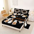 thumbnail image 2 of Homewish Warm Halloween Witch Ghost Bed Sheets,Pumpkin Lantern Pattern Full Size Sheets,Black Orange,4-Piece,1 Flat Sheet,1 Fitted Sheet and 2 Pillowcases, 2 of 6