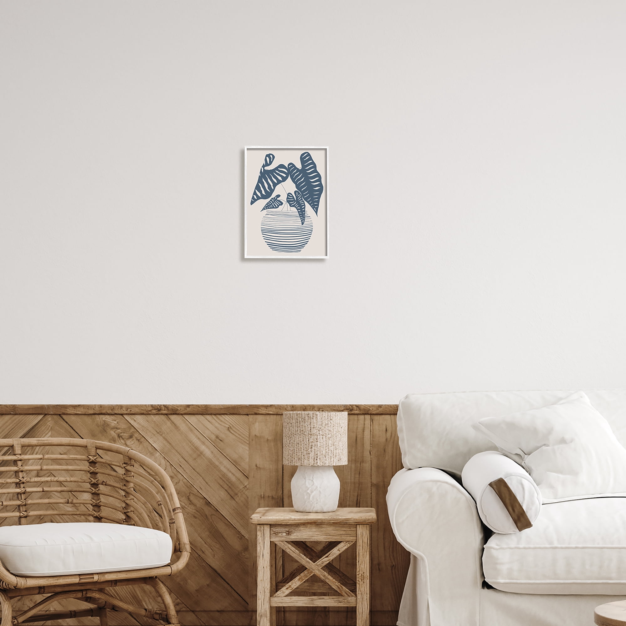 Stupell Industries Potted House Plant Modern Shapes Pattern Design Graphic Art White Framed Art Print Wall Art, Design by Daniela Santiago