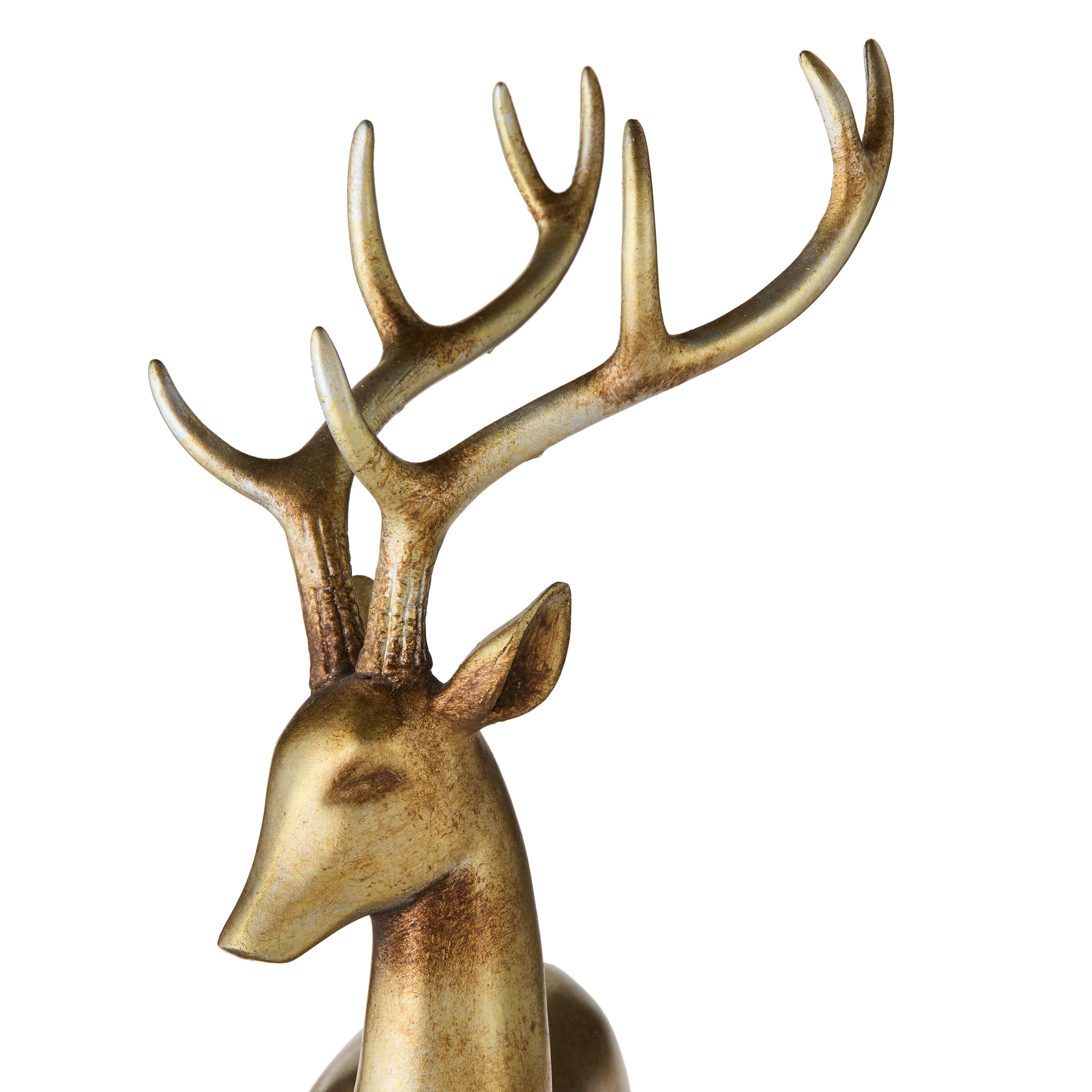 Sitting Deer Christmas Tabletop Decoration, Gold, 11", by My Texas House