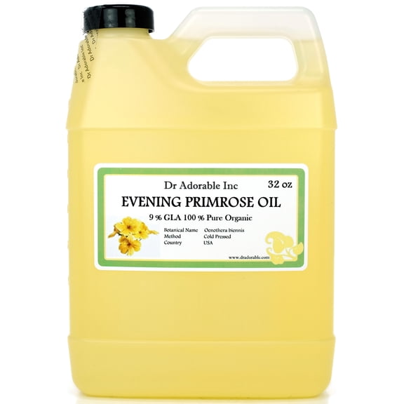 Dr Adorable - 32 oz - Evening Primrose Oil - 9% GLA Organic 100% Pure Cold Pressed Moisturizing Oil For Face Skin Hair Anti Aging