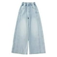 thumbnail image 3 of Toddler Girls' Pants Denim Elastic Wasit Wide Leg High Waist Denim Pants Pants for Teen Girls Summer Clothes for Girls, 3 of 7