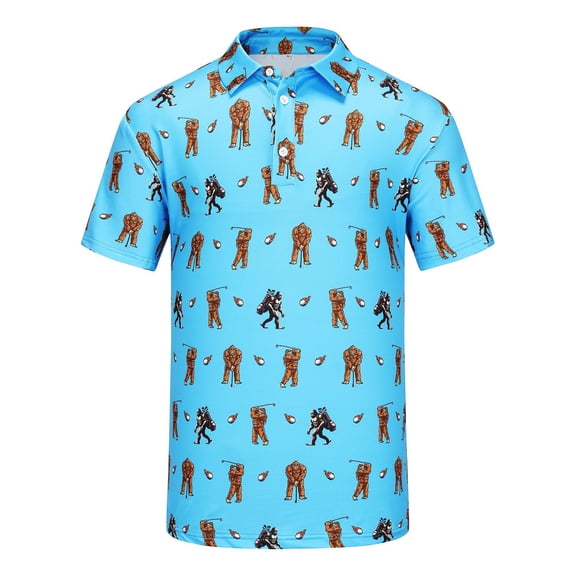 CONZONE Mens Polo Shirt Short Sleeve Casual Polo Shirt for Men Hawaiian Graphic Y2K Breathable Slim Fit Cozy Summer Golf Shirts